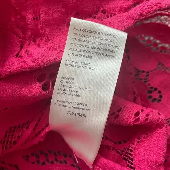 Anthropologie Womens Lace Button Down Sz 4 Pink Preppy Office Bright Colorful - Picture 7 of 7